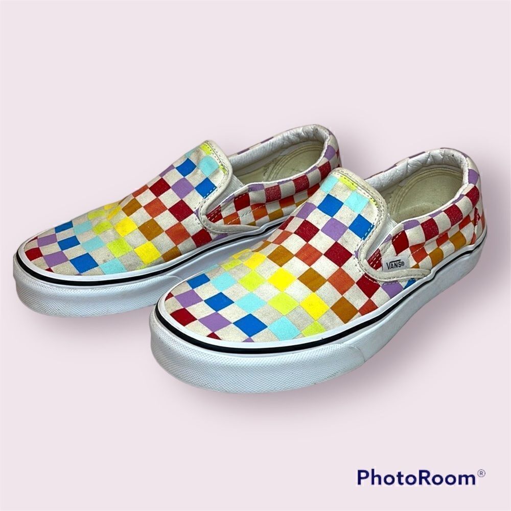 VANS Classic Slip-ons In Rainbow Check
